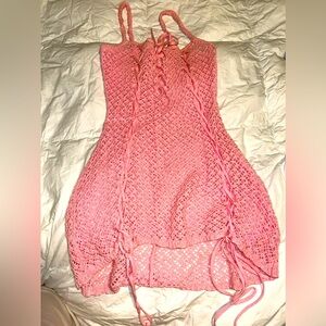 Crochet pink mini dresss